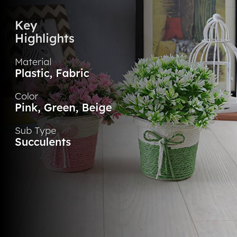 Alba Faux Artificial Plant In Basket Pot (Pink & Green) - Set Of Two media 2