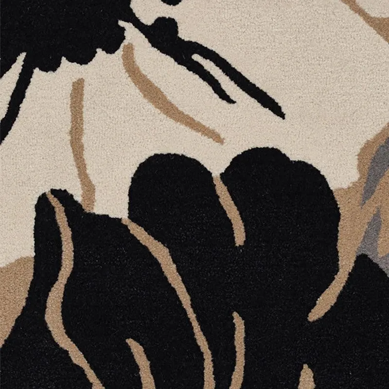 Anrion Hand Tufted Floral Wool & Nylon Carpet - Black media 4