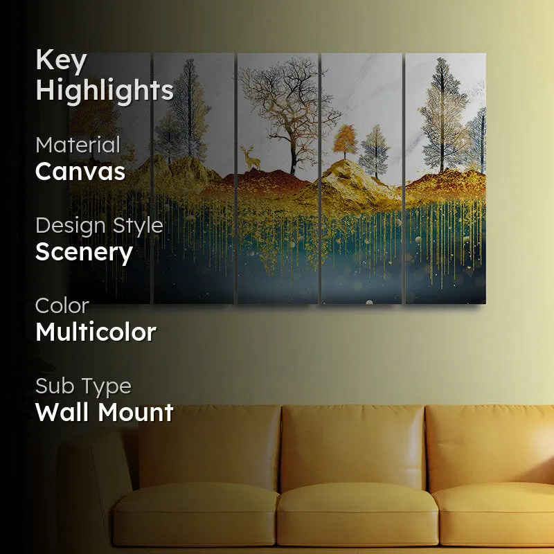 Golden Meadows Canvas Wall Art - Set Of Five media 2