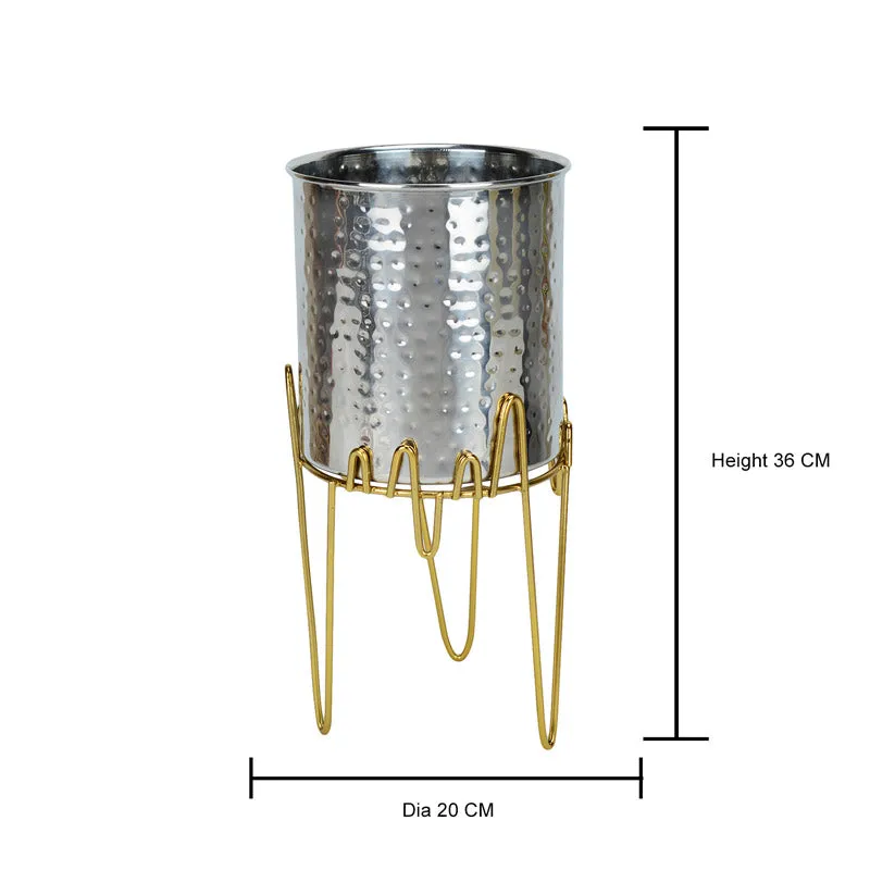 Retsa Stainless Steel Planter - Silver & Gold media 4