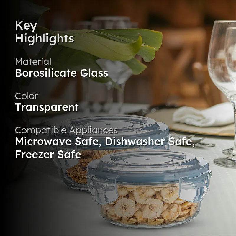 Bergner Glass Guard Airtight Glass Tiffin Box (Blue/400 mL) - Set Of Two media 2