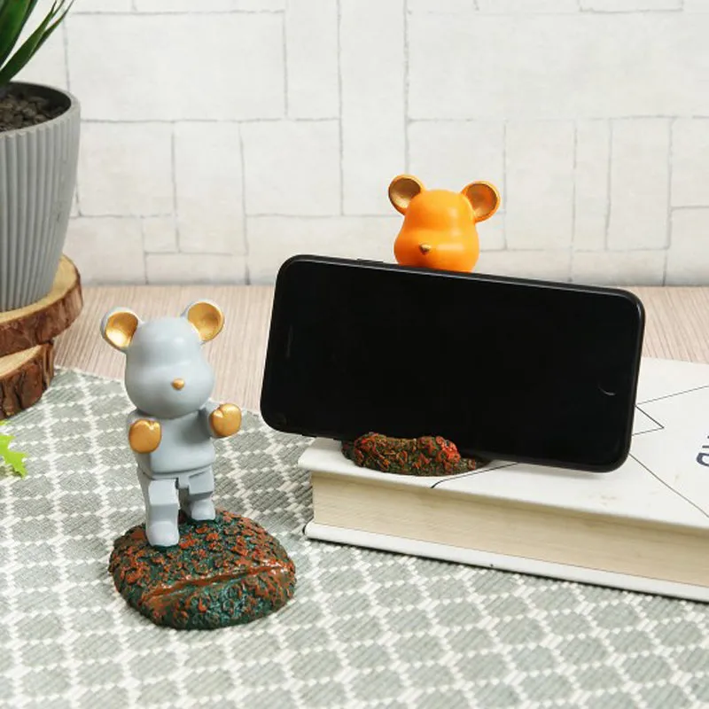 Teddy Duo Resin Showpiece (Grey & Orange) - Set Of Two media 4