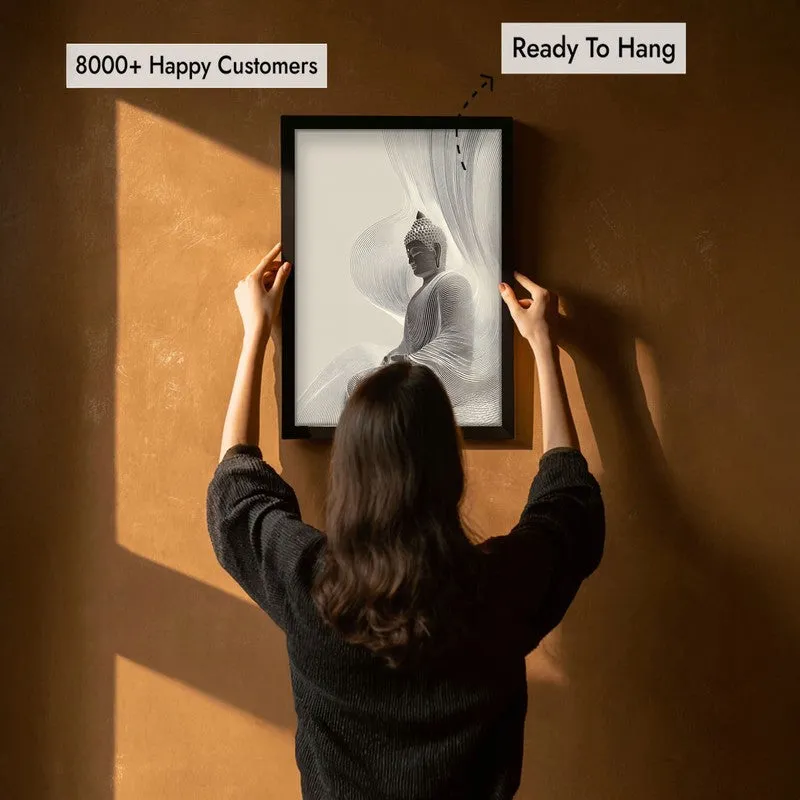 Quiet Contour Buddha Wall Painting With Black Frame media 7