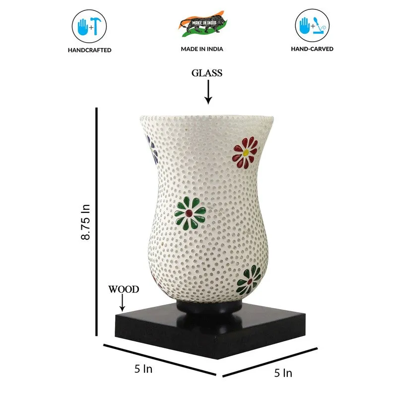 Raynor Mosaic Glass Table Lamp With Wooden Base - Multicolor media 9