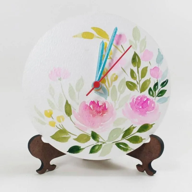 Flower Paradise Handpainted Table Clock media 1