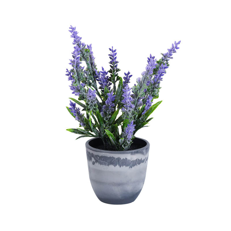 Artificial Purple Lavender Plant With Black Plastic Pot (Set Of Two) - 1 Feet media 4