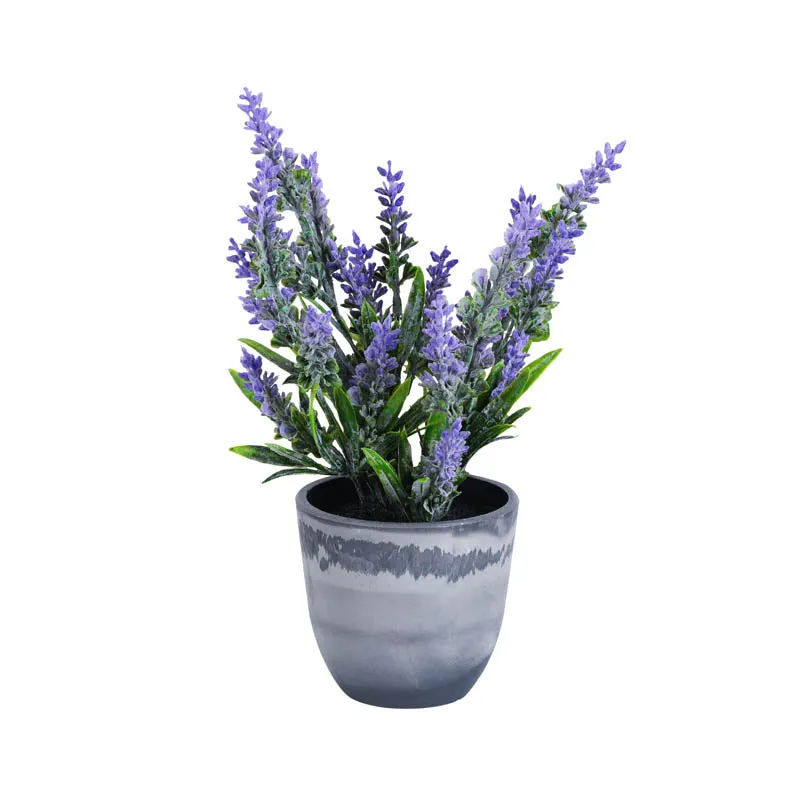 Artificial Purple Lavender Plant With Black Plastic Pot (Set Of Two) - 1 Feet media 4
