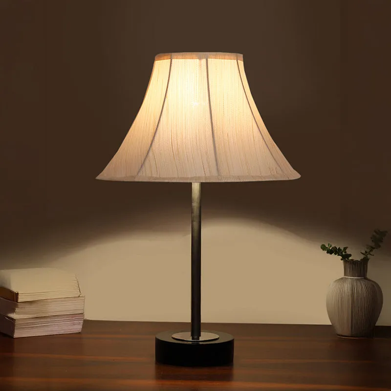 Ceylon Arc Rodin Wooden Table Lamp - OffWhite,Silver,Black media 1
