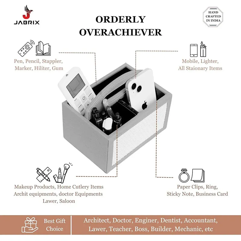 Savene Faux Leather Desk Organiser - Grey media 9