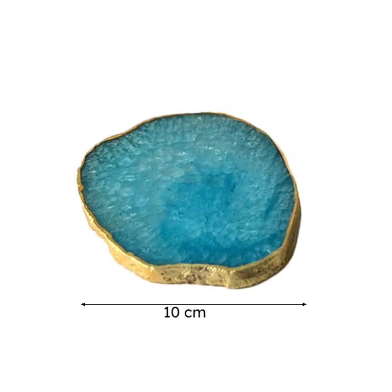 Celeste Handcrafted Crystal Agate Coaster (Turquoise) - Set Of Two media 6