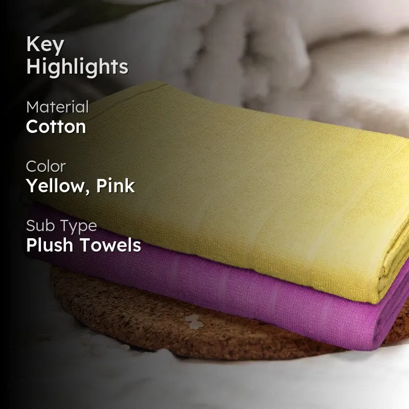 Sarda Bath Towel (Yellow & Purple) - Set Of Two media 2