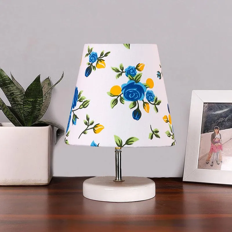 Vero Blue Fleur Fabric Table Lamp - Multicolor media 2
