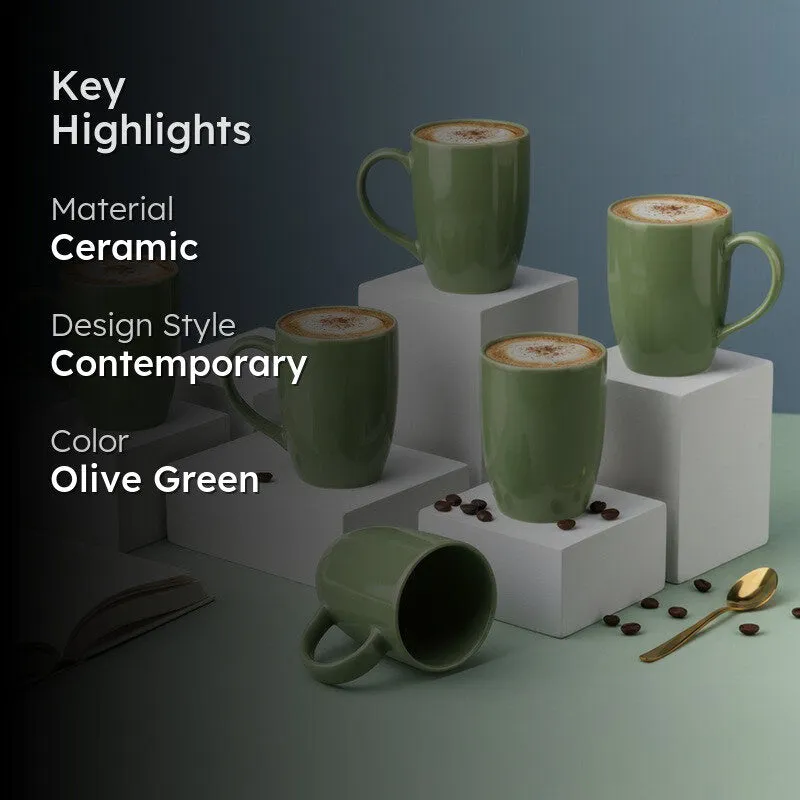 Kopi Ceramic Coffee Mug (Green/350 mL Each) - Set Of Six media 2