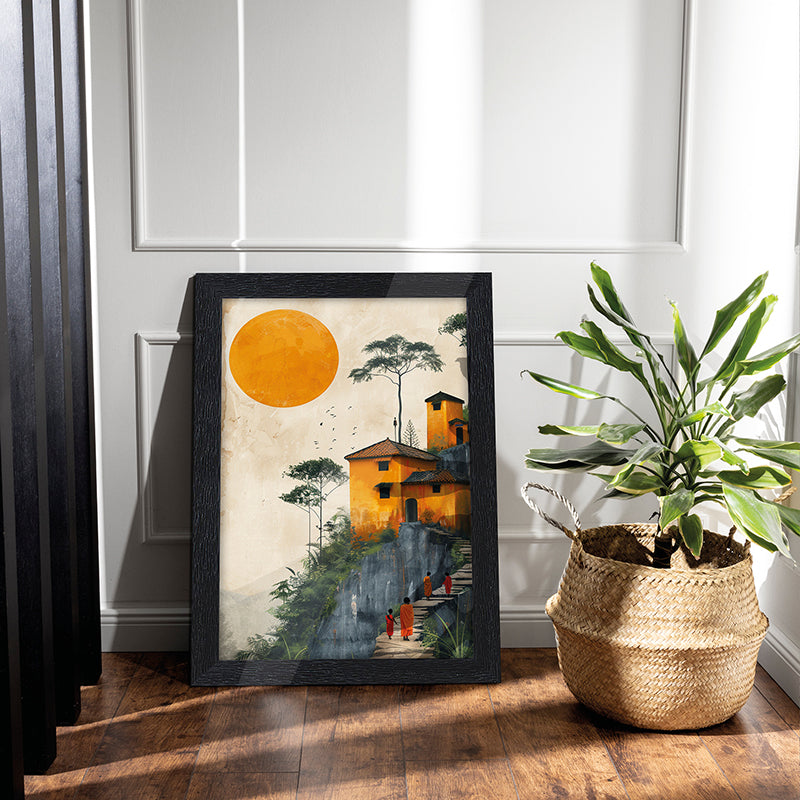 House On The Cliff Wall Painting media 3