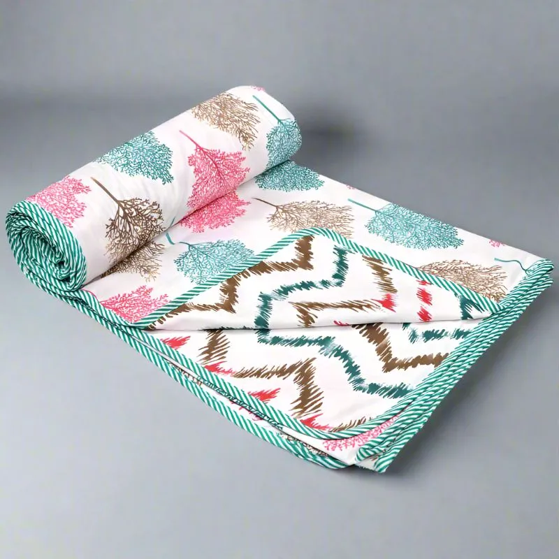 Arav Autumn Reversible Cotton Dohar (Multicolor) - 180 GSM media 1
