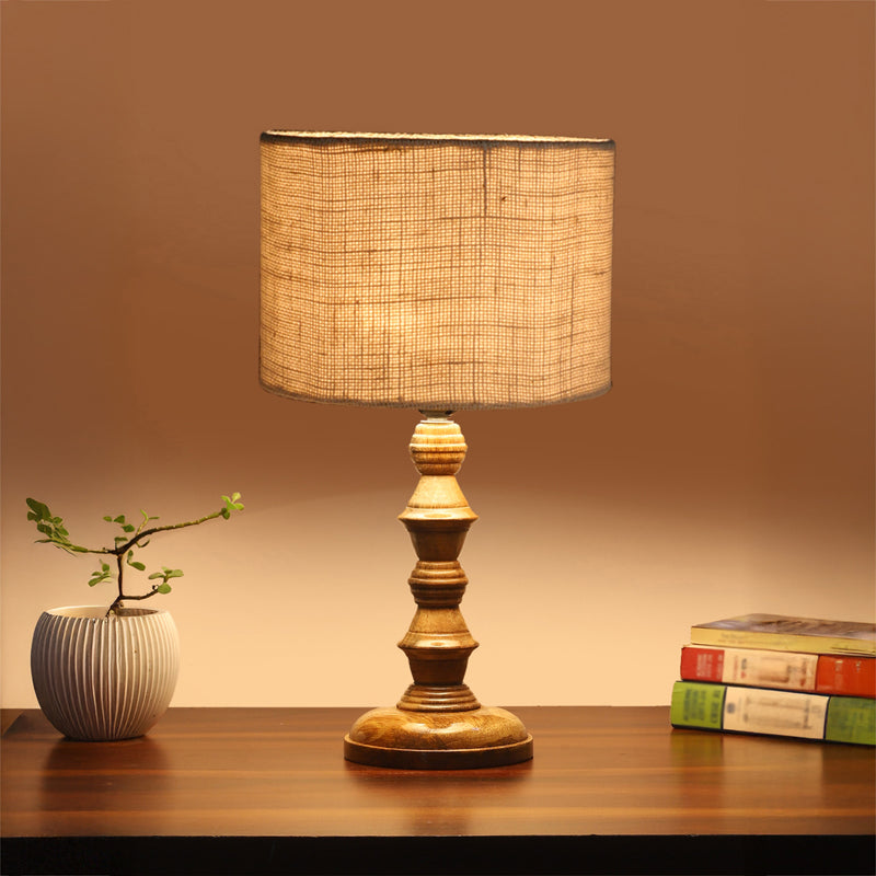 Sienna I Timber Wooden Table Lamp - White,,Brown
