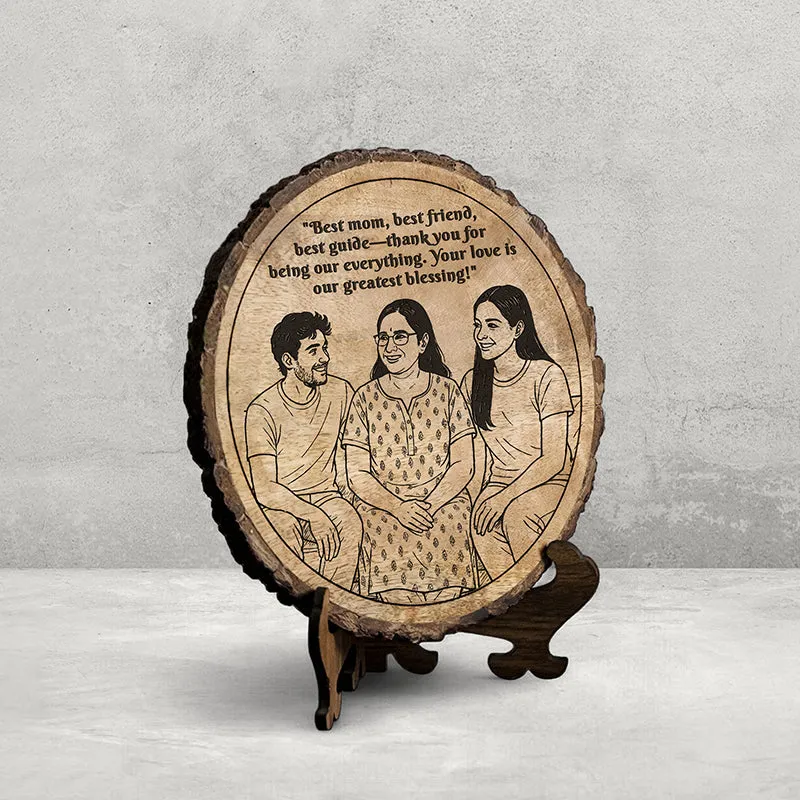 Best Mom Best Friend Best Guide Wood Showpiece - Round media 3