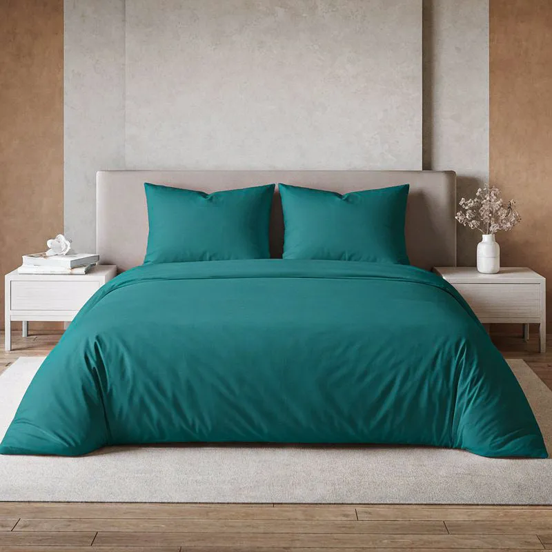 Moonweave Solid Cotton Bedsheet (Emerald Green) - 400 TC media 1