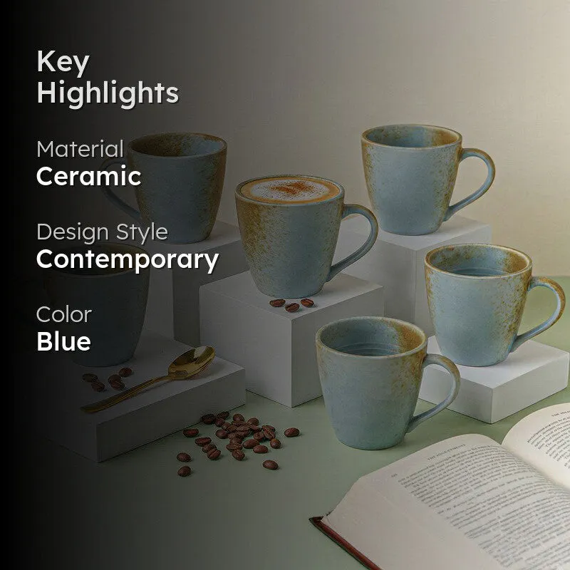Tivraa Ceramic Coffee Mug (350 mL Each) - Set of Six media 2