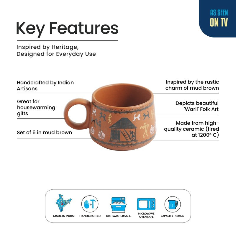 Liora Ceramic Tea Cup (150 mL Each) - Set Of Six media 4