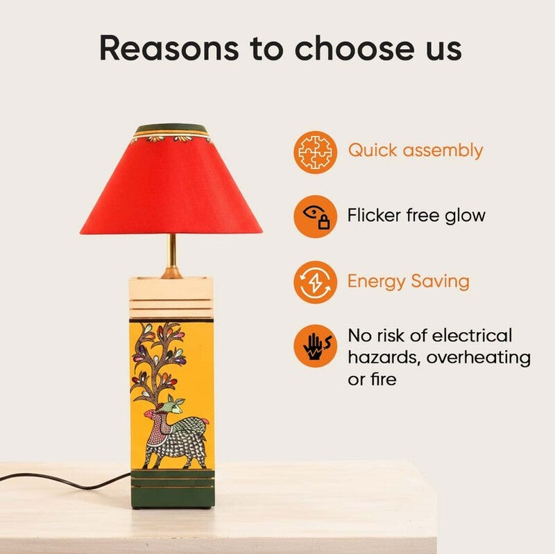 Indubhushan Wooden Table Lamp - Multicolor media 7