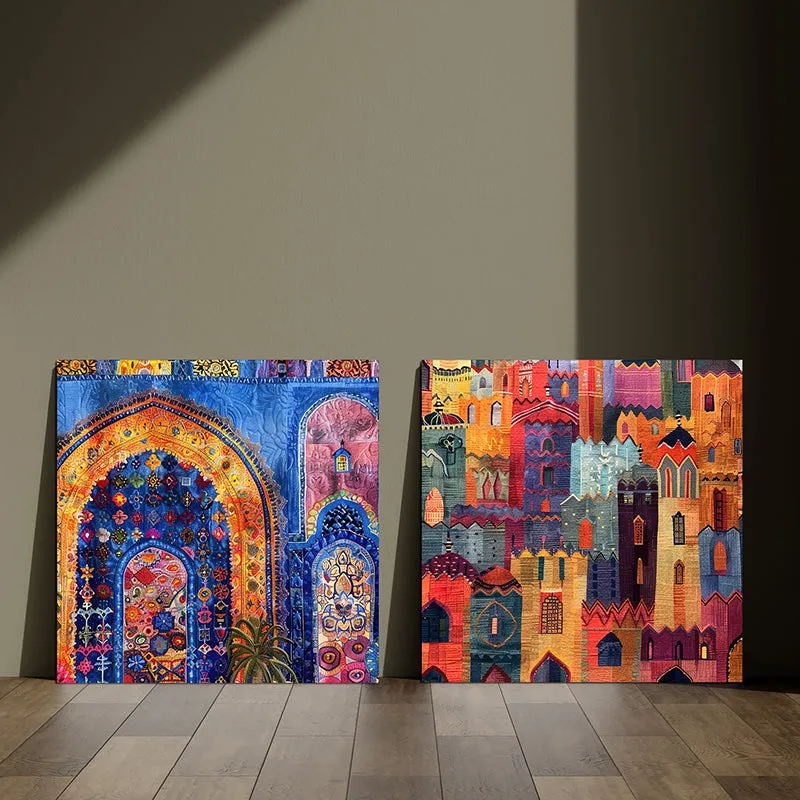 Vibrance Of City Canvas Wall Art - Set Of Two media 7