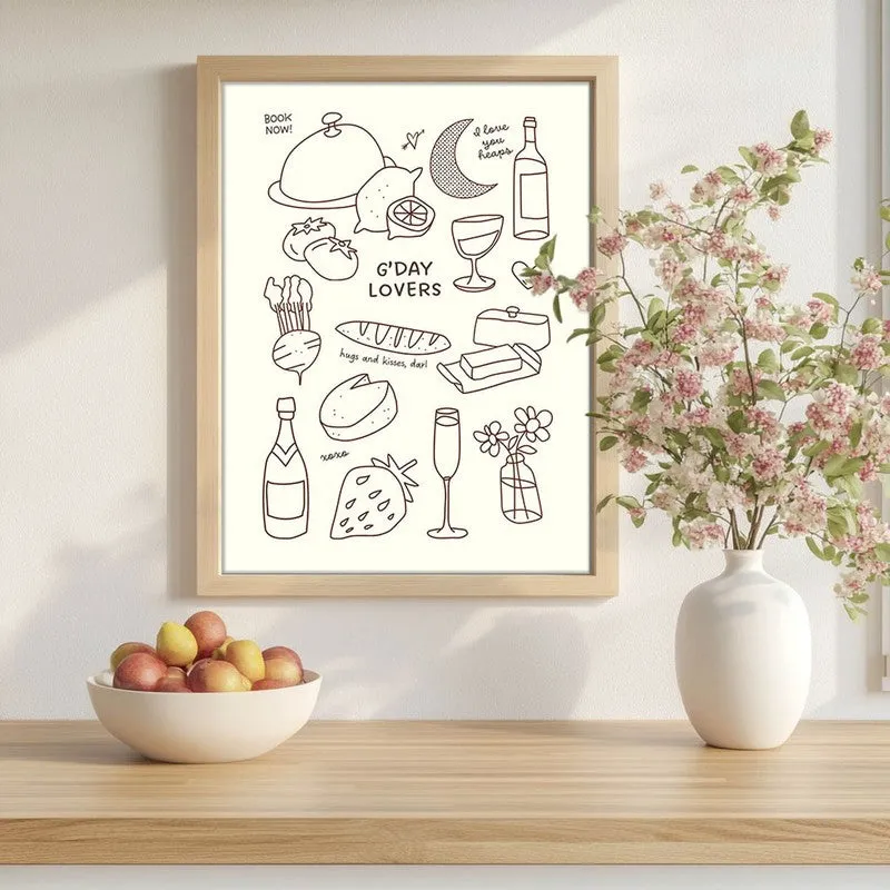 MealDoodle Archival Canvas Wall Art - Brown media 1