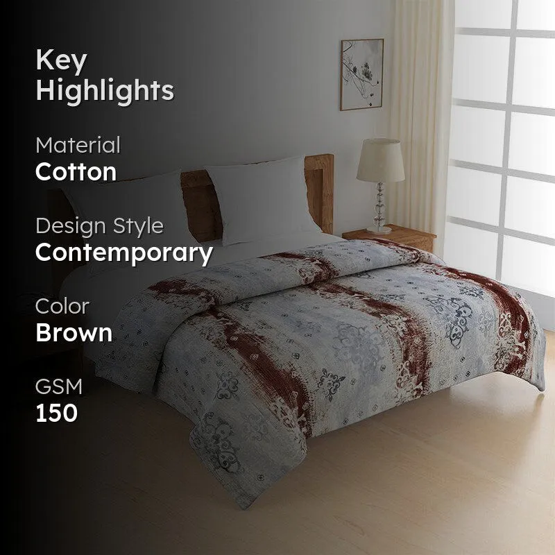Swayam Anvi Ethnic Cotton Comforter (Brown) - 150 GSM media 2
