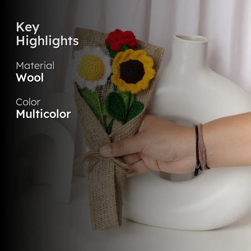 Crochet Handmade Sunflower Shine Bouquet - Set Of Three media 2