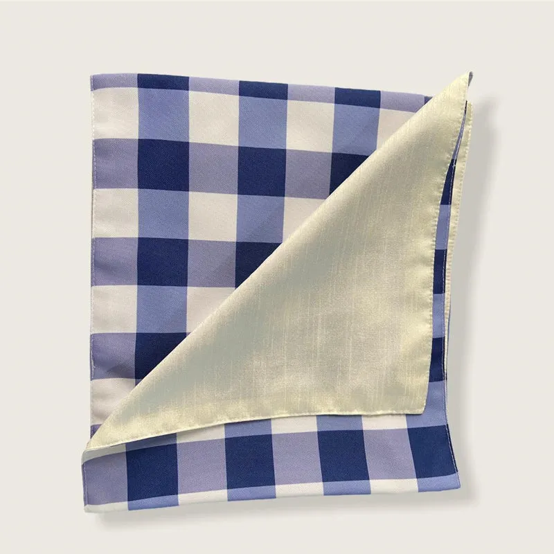 Mabel Checkered Poly Canvas Table Runner - Dark Blue media 6