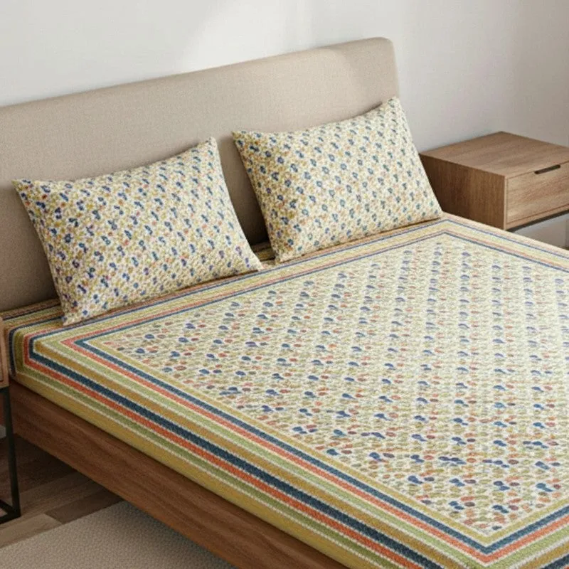 Vance Abstract Cotton Bedsheet (Blue,Pink) - 180 TC media 3