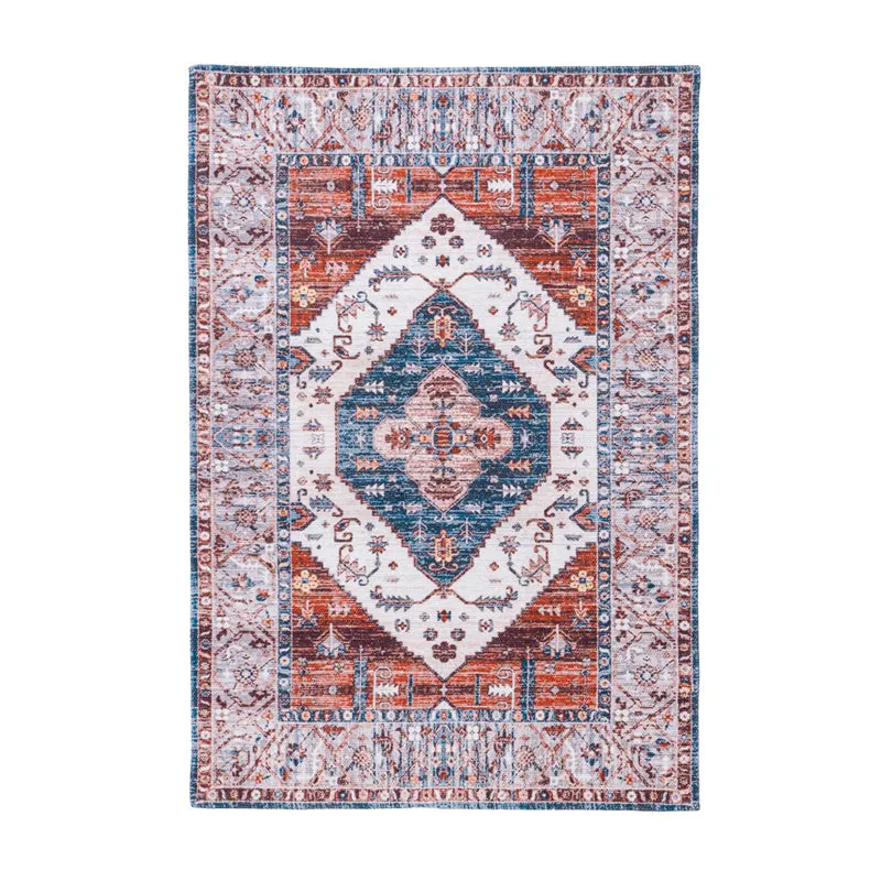 Orlena Cotton Door Mats - White & Red media 1