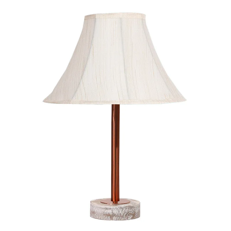 Ceylon Arc Rodin Wooden Table Lamp - OffWhite,Copper,White media 4