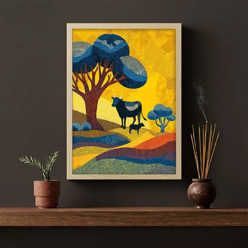 Sunlit Canvas Wall Painting With Brown Frame media 5