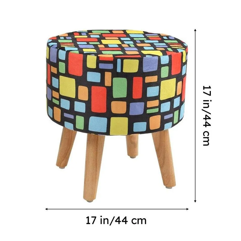 Ravira Block-print Multicolor Engineered Wood Ottoman media 7