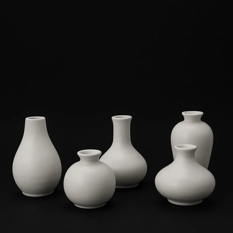 Petite Floral Ceramic Vase - Set of Five media 9