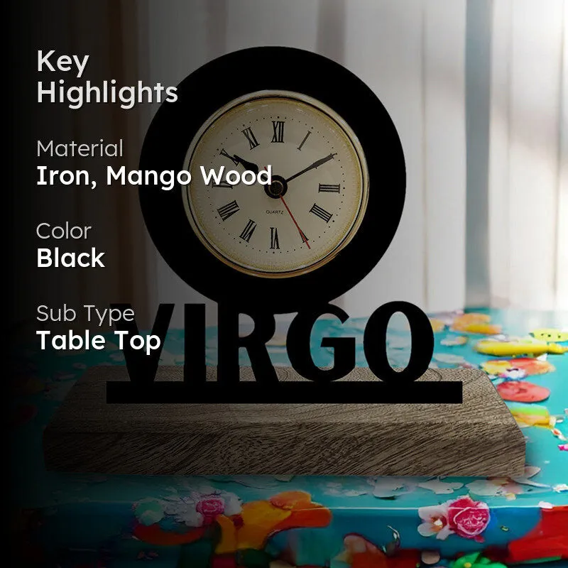 Virgo Zodiac Analog Table Clock media 2
