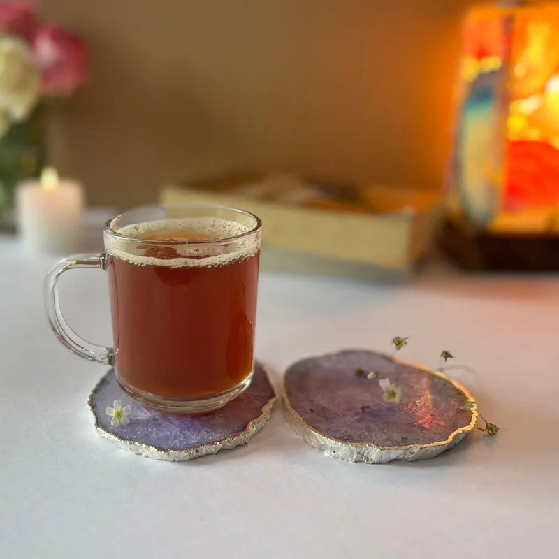 Byrona Handcrafted Crystal Agate Coaster (Purple) - Set Of Two media 5