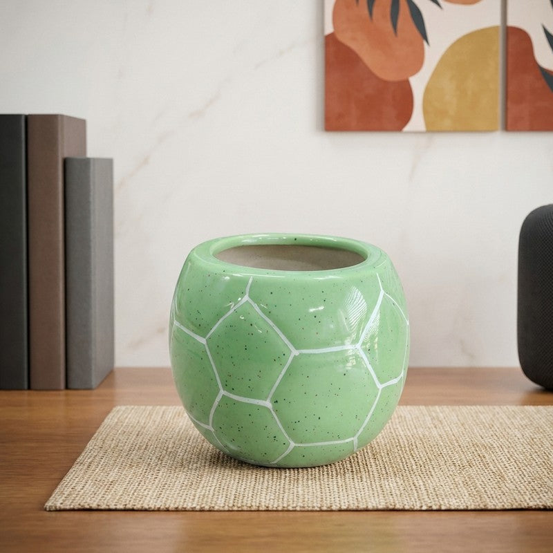 Artisan Finish Ceramic Planter - Green