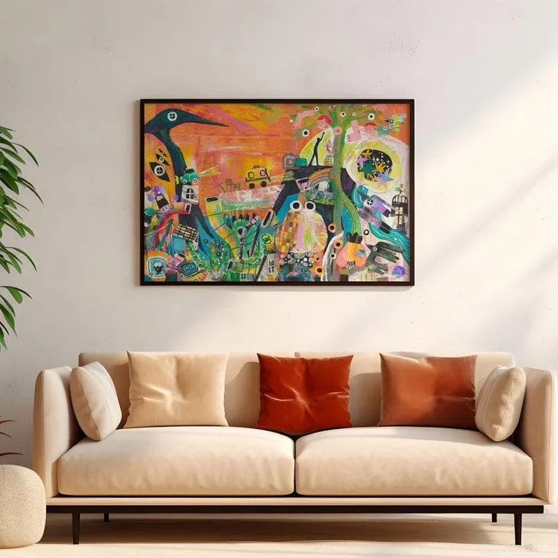 Abstract Zootopia Canvas Wall Painting - Black Frame media 4