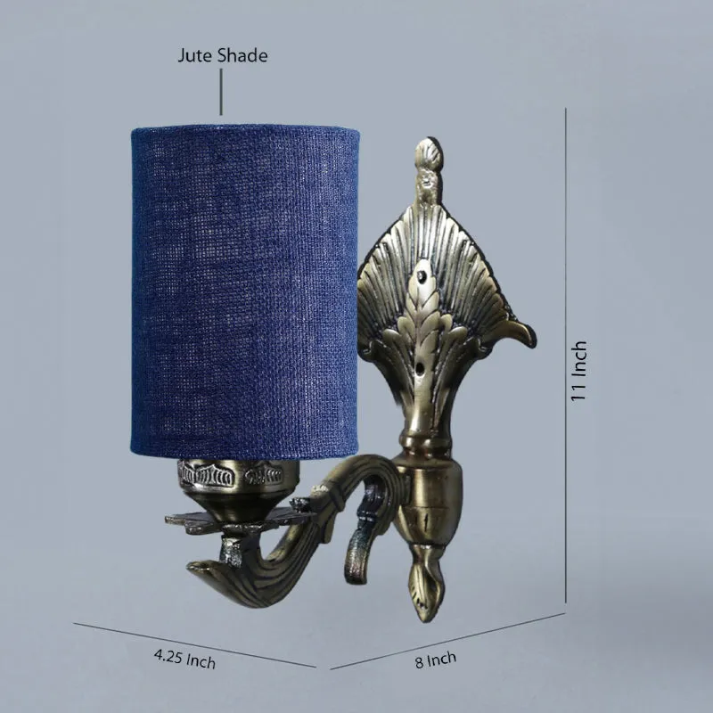 Magda Masique Cylindrical Fabric & Metal Wall Lamp - Blue media 4