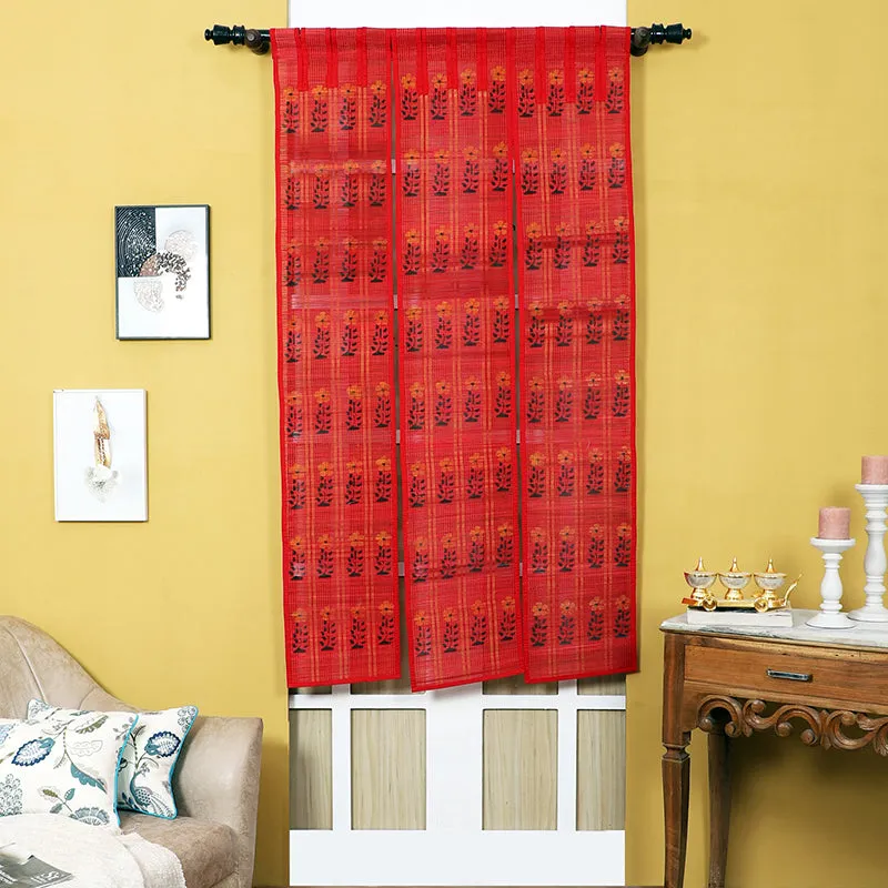 Forest Flow Three Panel Bamboo Curtain - Pink media 1