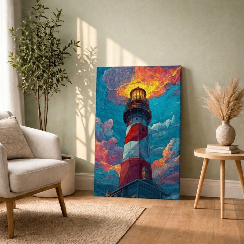 Coastal Glow Lighthouse Canvas Wall Art