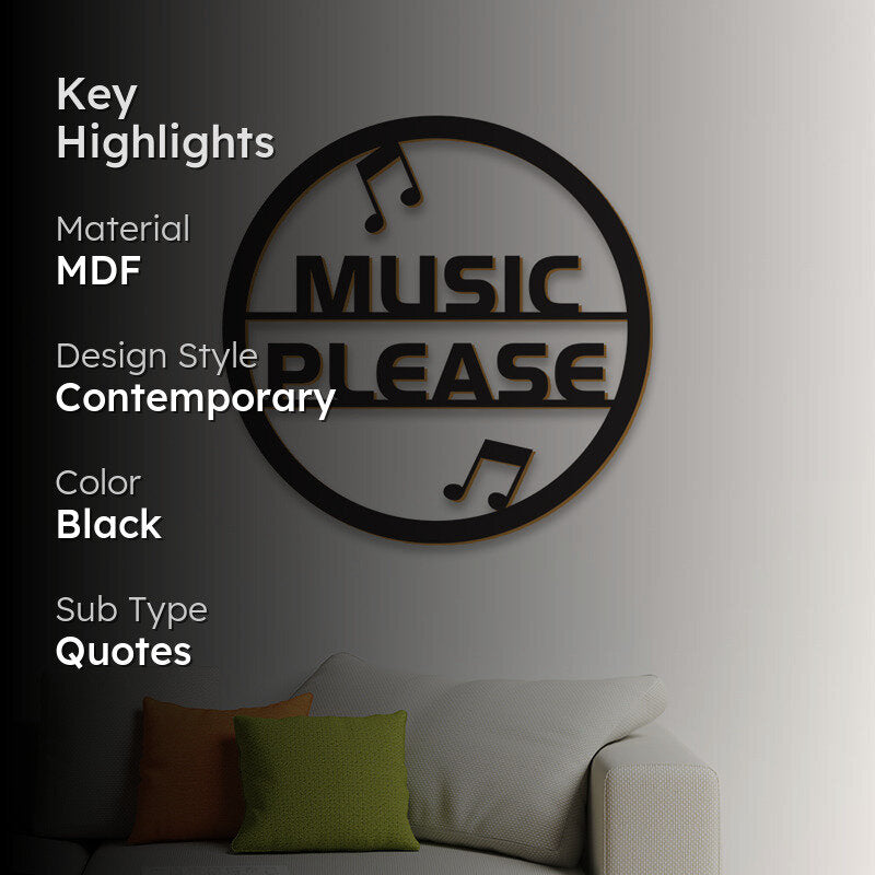 Music Please Black MDF Wall Accent media 2