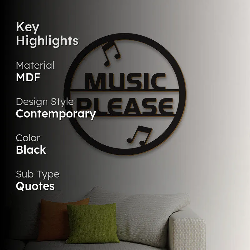 Music Please Black MDF Wall Accent media 2