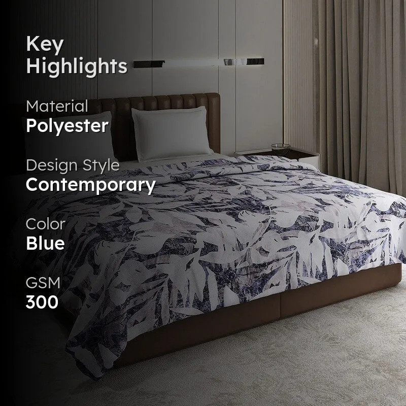 Monte Carlo Greylora Floral Print Polyester Blanket (Light Blue) - 300 GSM media 2