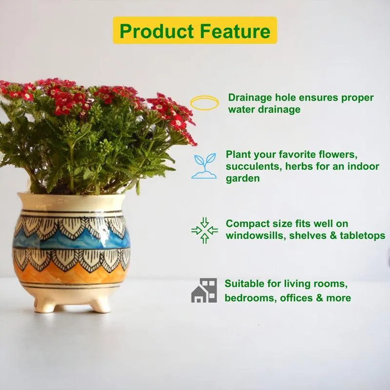 Druva Ethnic Planter - Blue & Yellow - 6