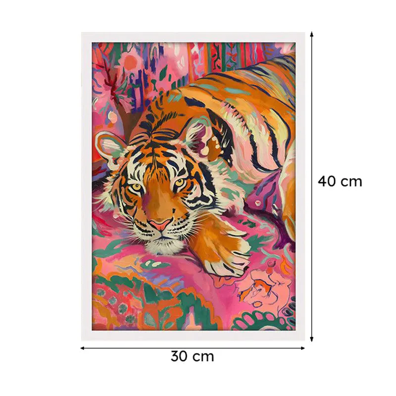 Chromatic Tiger Canvas Wall Art With Frame - White media 6