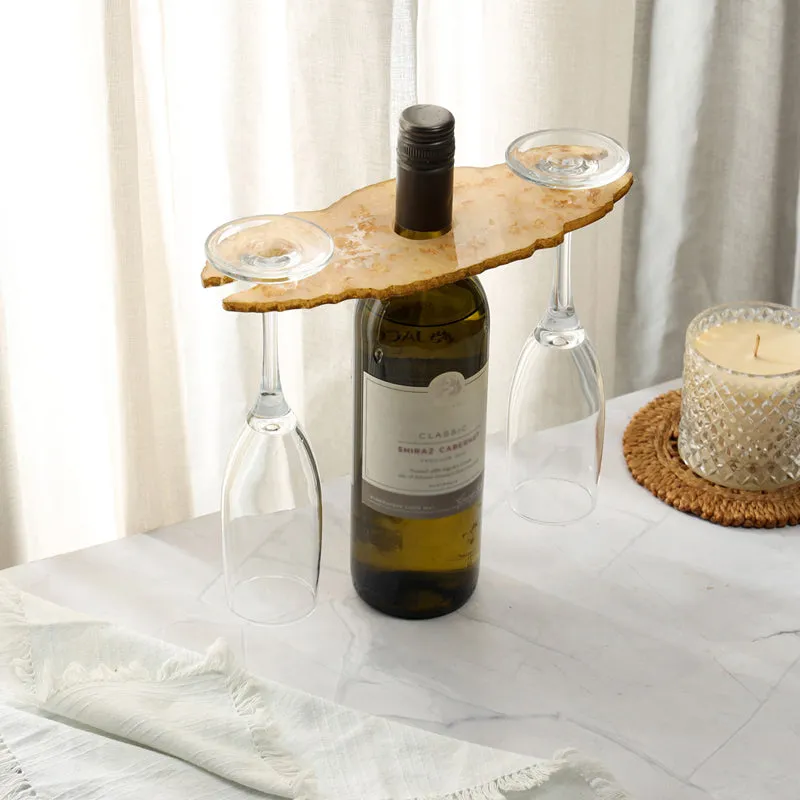 Resinor Wine Bottle & Glass Holder - Golden Yellow media 1