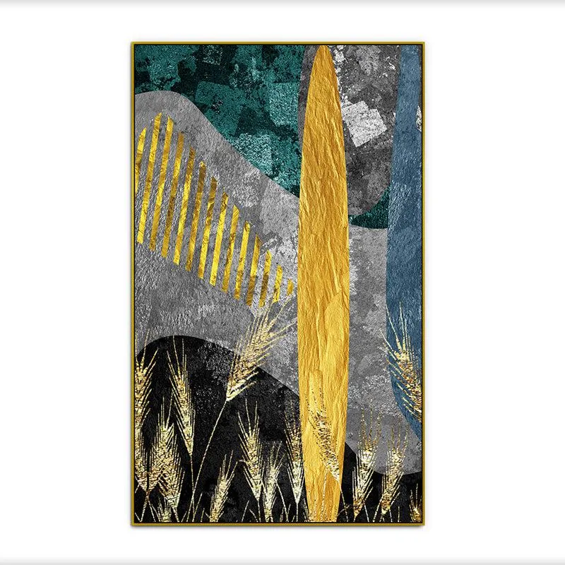 Indigo Eclipse Abstract Canvas Wall Painting With Frame - Gold media 4